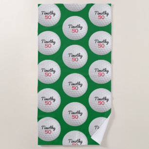Golf Ball Birthday Party - 50th or Other Year Beach Towel