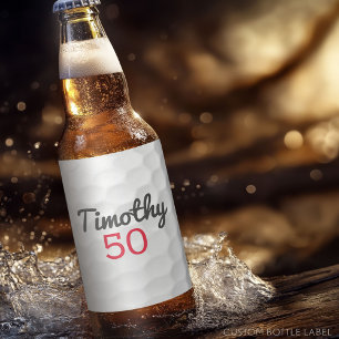 Golf Ball Birthday Party - 50th or Other Year Beer Bottle Label