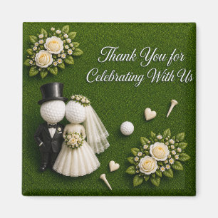 Golf Ball Bride and Groom Wedding Magnet