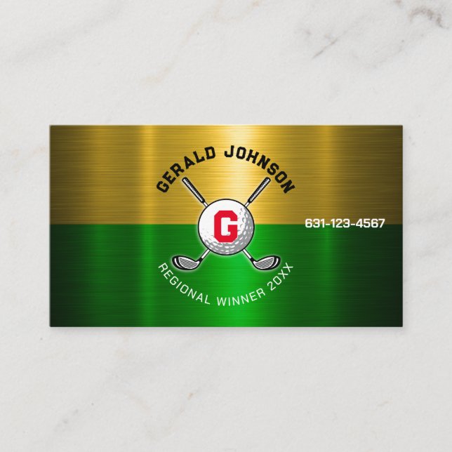 Golf Ball Centred Monogram Design Business Card (Front)