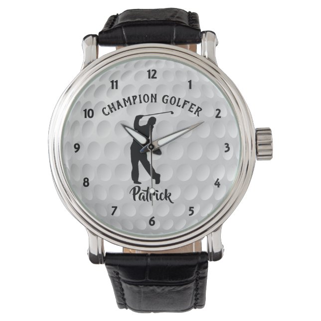Golf Ball Champion Golfer Personalised Golf Watch (Front)