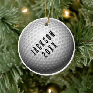 Golf Ball Christmas Ceramic Tree Decoration