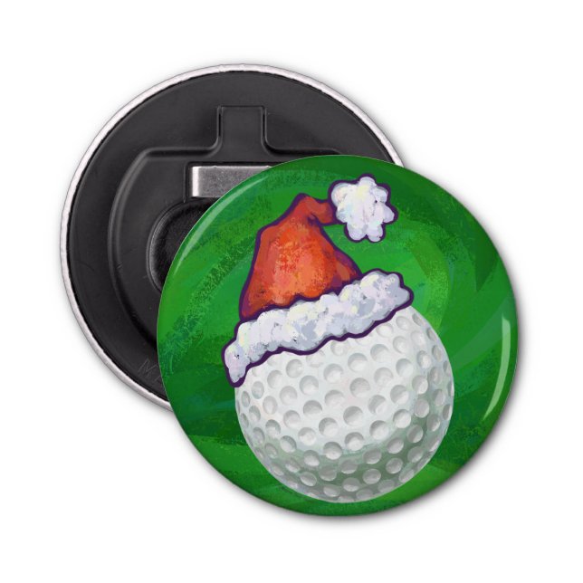 Golf Ball Christmas Hats Bottle Opener (Front)