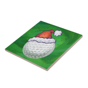 Golf Ball Christmas Hats Tile