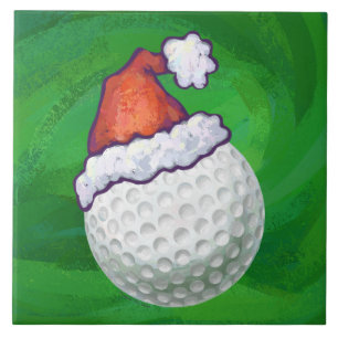 Golf Ball Christmas Hats Tile