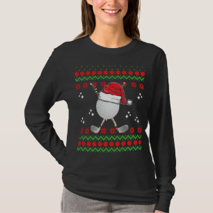 Golf Ball Christmas Santa Hat Funny Ugly Xmas Golf T-Shirt