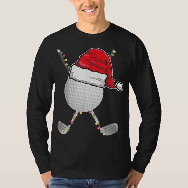 Golf Ball Christmas Santa Hat Funny Xmas Golfer Pa T-Shirt (Front)