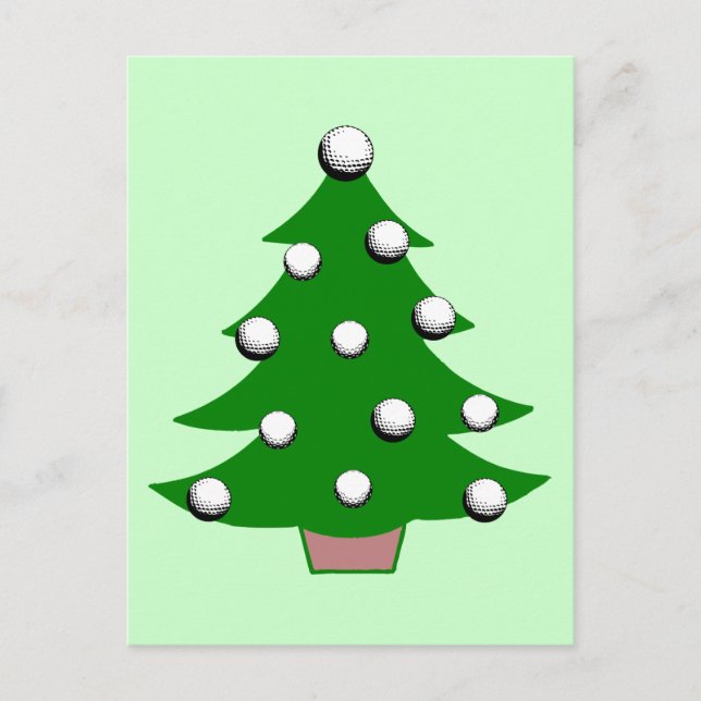 Golf Ball Christmas Tree Holiday Postcard (Front)