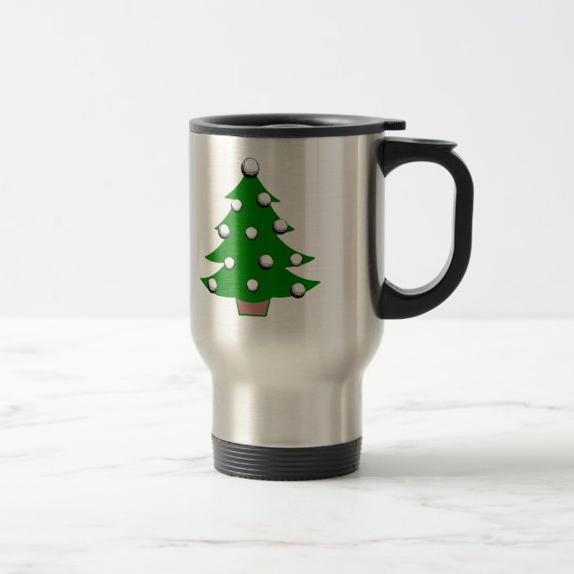 Golf Ball Christmas Tree Travel Mug (Right)
