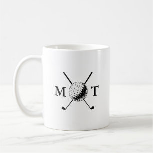 Golf Ball Club Personalised Initial Monogram Coffee Mug