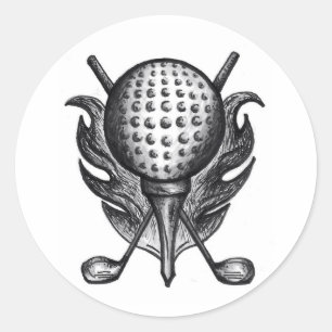 Golf Ball Clubs and Tee Golfing Golfer Stickers