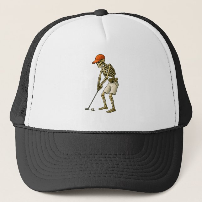 Golf Ball Costume - Pumpkin Skull Golf Playe Hat (Front)