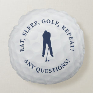 Golf Ball Custom Male Golfer Silhouette Cute Blue Round Cushion