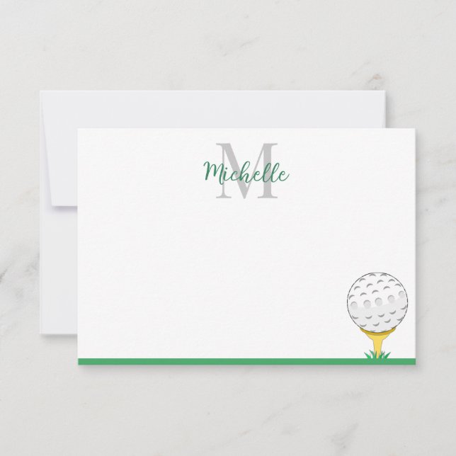 Golf Ball Custom Monogram Simple  Card (Front)