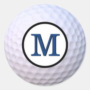 Golf Ball Customisable Monogram Blue Classic Round Sticker