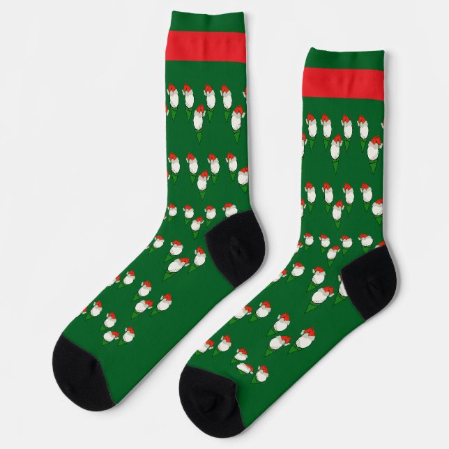 Golf Ball Design on Green Socks for Christmas (Left)