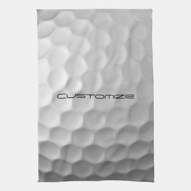 Golf Ball Dimples pattern with Personalised Text Tea Towel (Vertical)