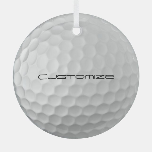 Golf Ball Dimples pattern with Personalized Text Glass Tree Decoration (Front)