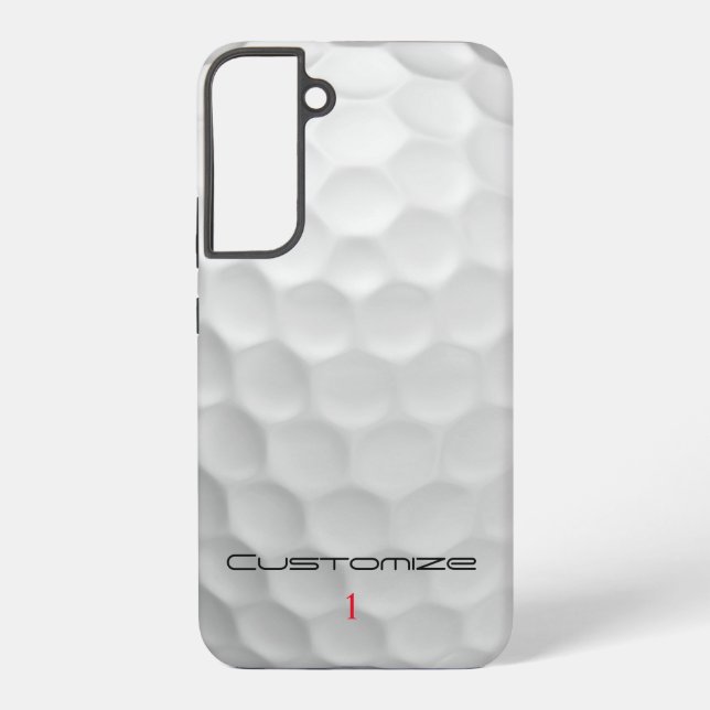 Golf Ball Dimples Personalised Text and Number Samsung Galaxy S22+ Case (Back)