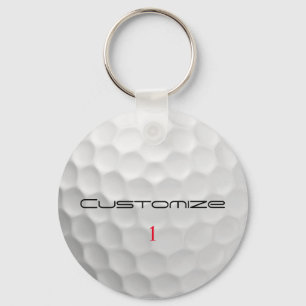 Golf Ball Dimples Personalized Text and Number Key Ring