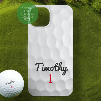 Golf Ball Dimples with Black Name Red Number