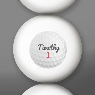 Golf Ball Dimples with Black Name Red Number