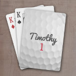 Golf Ball Dimples with Black Name Red Number Playing Cards<br><div class="desc">A sporty and manly pattern for the guys and boys in your family. This sports design is perfect for any athlete. It looks like a photo of a golf ball. You can use this as a Happy Birthday favour and include the number years old in the number area.</div>