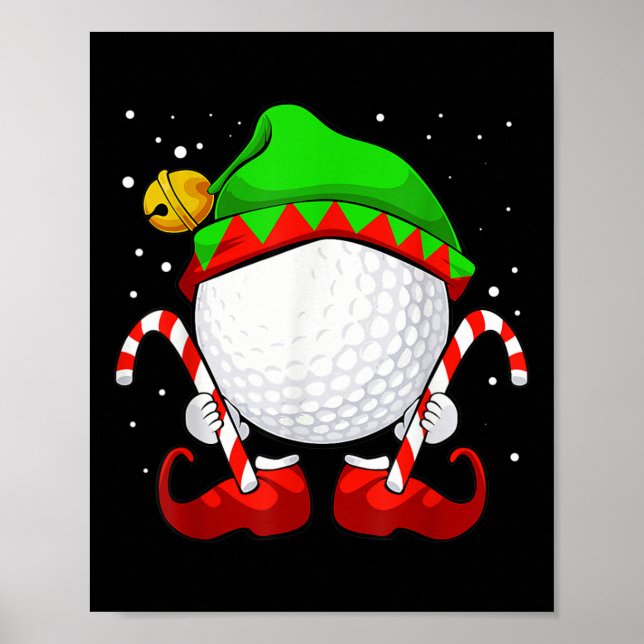Golf Ball Elf Christmas Pajama Cute Sport X Mas Ca Poster (Front)