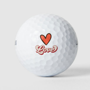 Golf ball for Golfer on Valentine's Day with LOVE