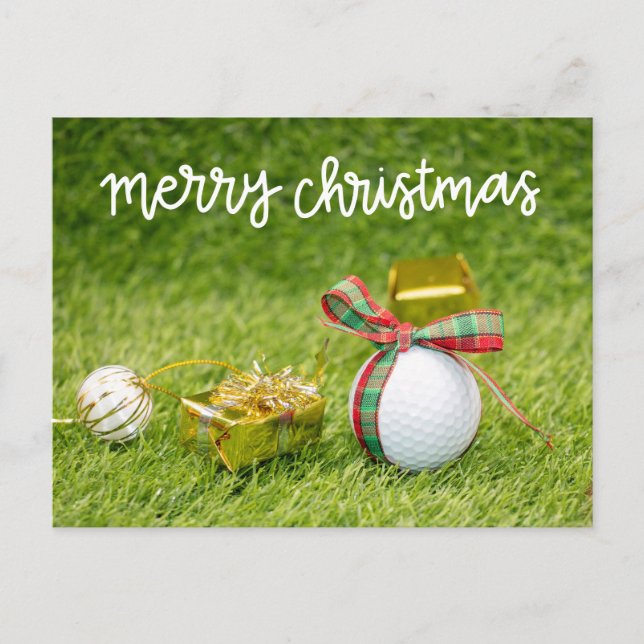 Golf ball for Merry Christmas to golfer Postcard (Front)