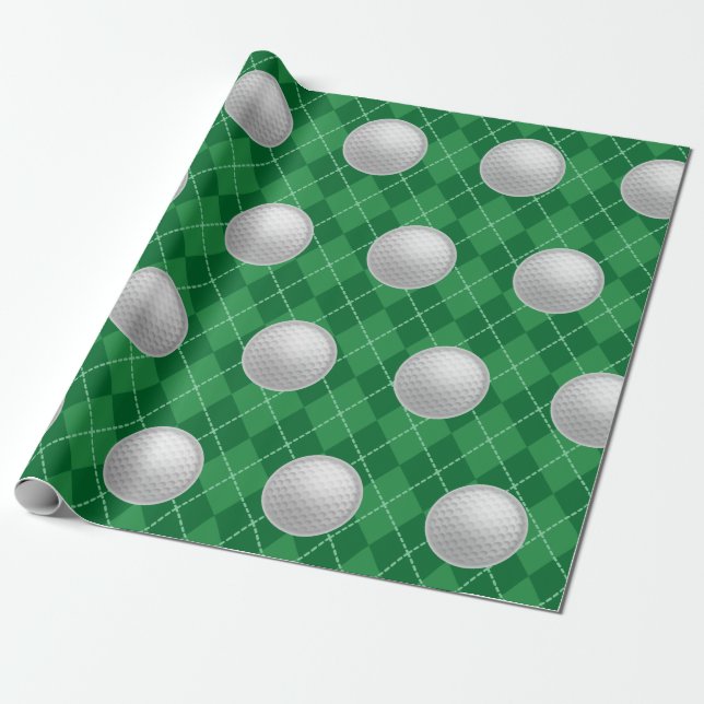 Golf Ball Gift Wrapping Paper (Unrolled)