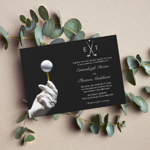 Golf Ball Glove Hand Elegant Wedding Invitation