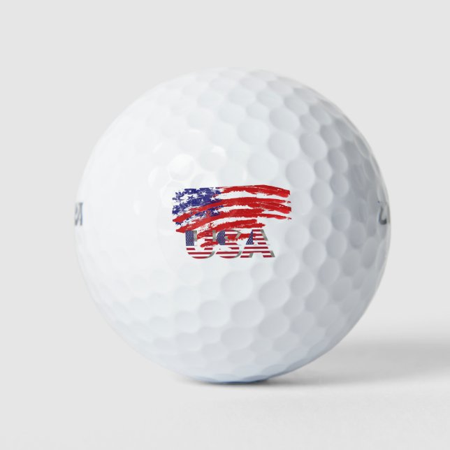 Golf ball graphics colours of American Flag and US (Front)