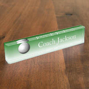 Golf ball green white fade desk nameplate