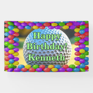 Golf Ball Happy Birthday custom Vinyl Banner