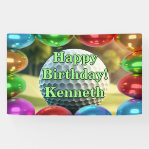 Golf Ball Happy Birthday custom Vinyl Banner