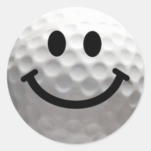 Golf ball Happy Face Classic Round Sticker