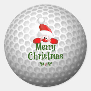 Golf Ball Holiday Design, Merry Christmas Classic Round Sticker