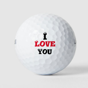 Golf ball I Love you with funny face on letters