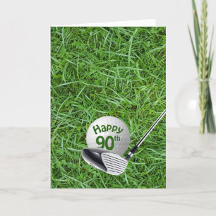 Golf Ball In Grass 90th Birthday Card