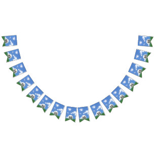 golf ball in grass for 55th birthday bunting flags