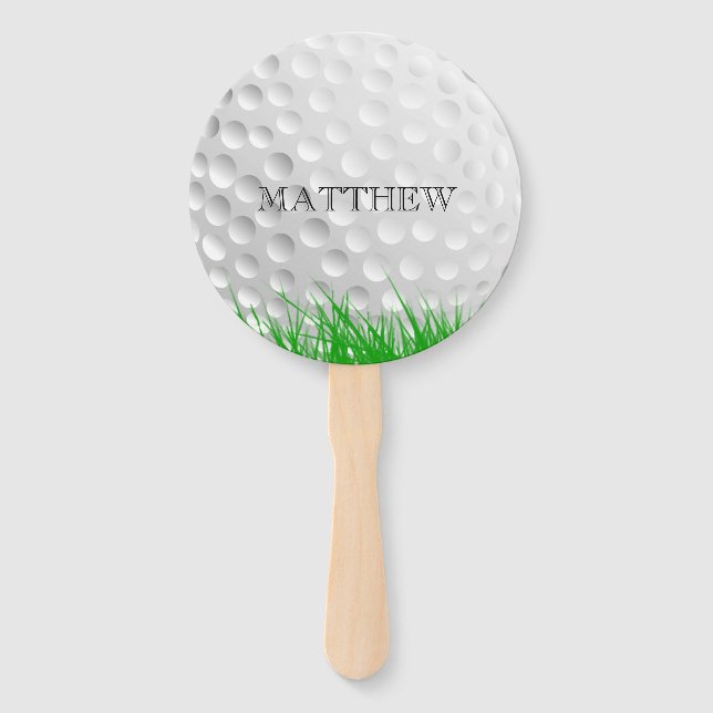Golf ball in Grass Personalised Hand Fan (Back)