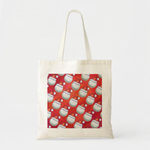 Golf Ball in Santa Hat Pattern on Red Tote Bag