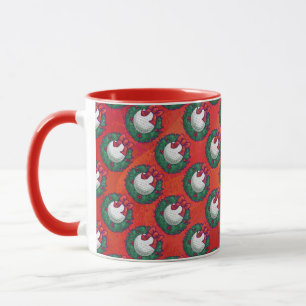 Golf Ball in Wreath Pattern on Red Mug
