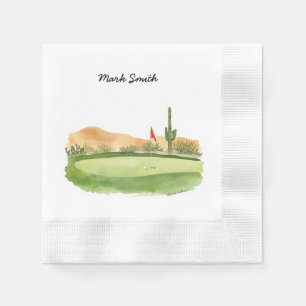 Golf ball is on putting green with your name napk napkin