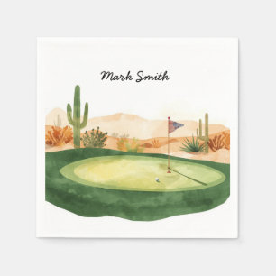 Golf ball is on putting green with your name  napkin