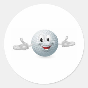 Golf Ball Mascot Classic Round Sticker