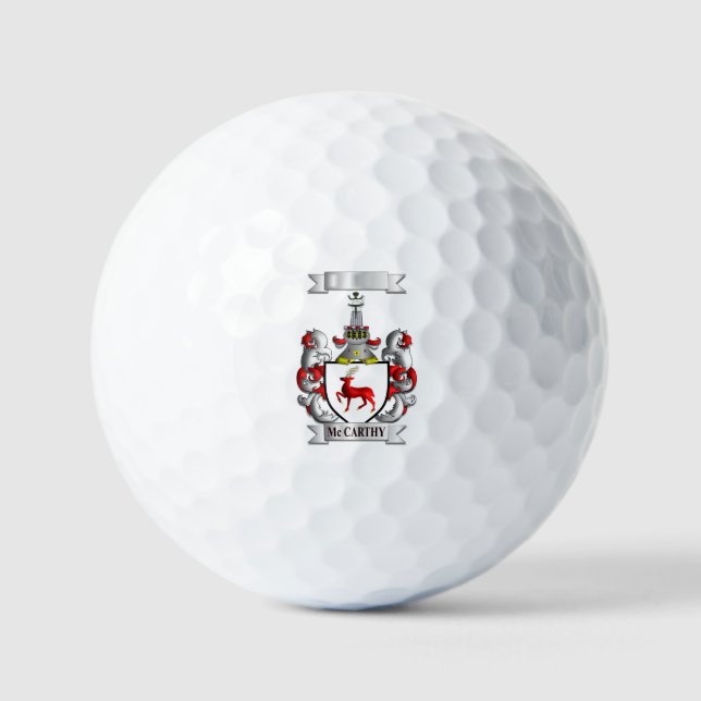 Golf Ball Mc Carthy Family Surname And Shield (Front)