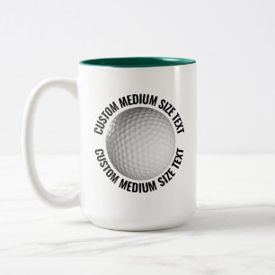 Golf Ball & Medium Text HUNTER GREEN 15oz Custom Two-Tone Coffee Mug