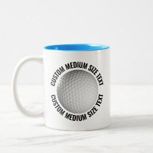 Golf Ball & Medium Text LIGHT BLUE 11oz Custom Two-Tone Coffee Mug